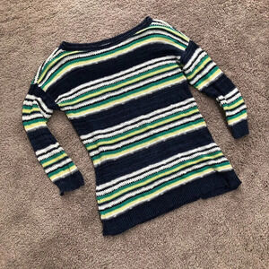 American Living Navy and Green Striped Sweater